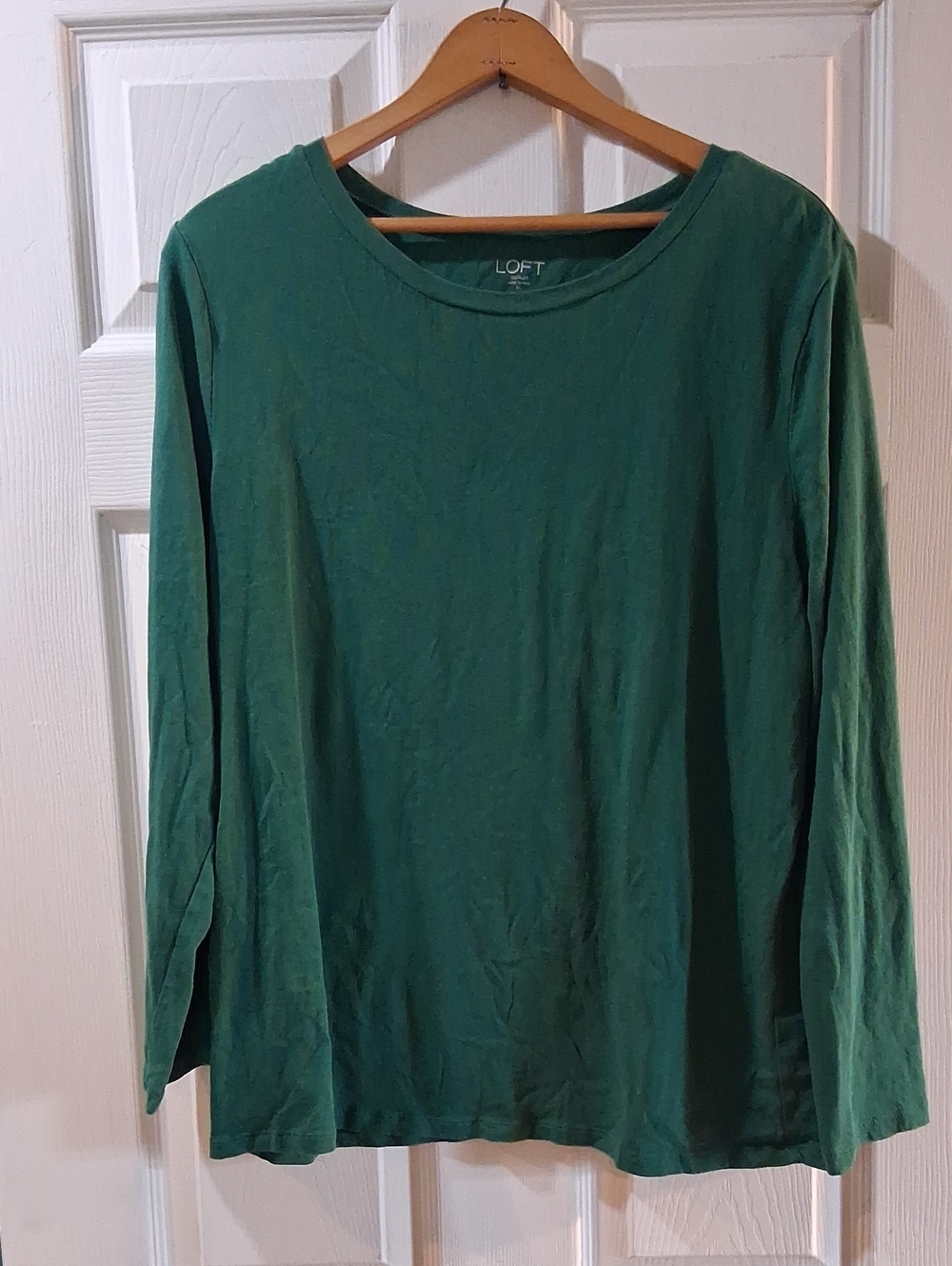 LOFT Emerald Green Long-Sleeve Crew Neck Tee